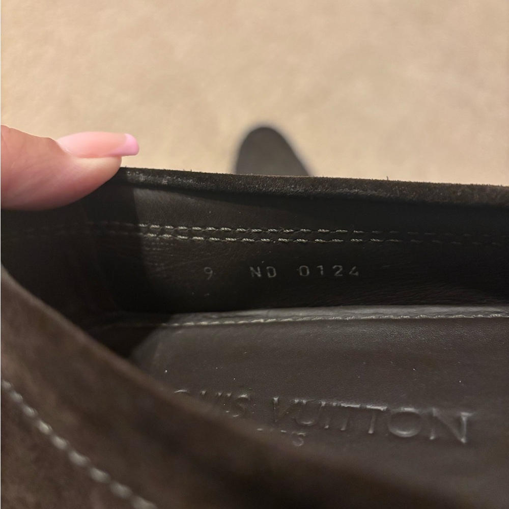 Louis Vuitton Men's Dark Brown Suede Penny Loafers - Picture 2 of 14
